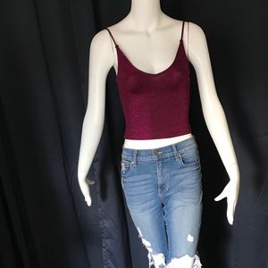 Beautiful Metallic Spaghetti Strap Crop Top !!!